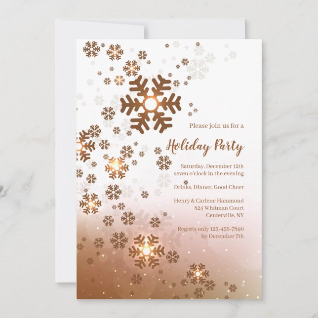 Falling Snow Holiday Party Invitation (Front)
