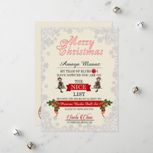 Falling Snow Santa's Nice List Holiday Card