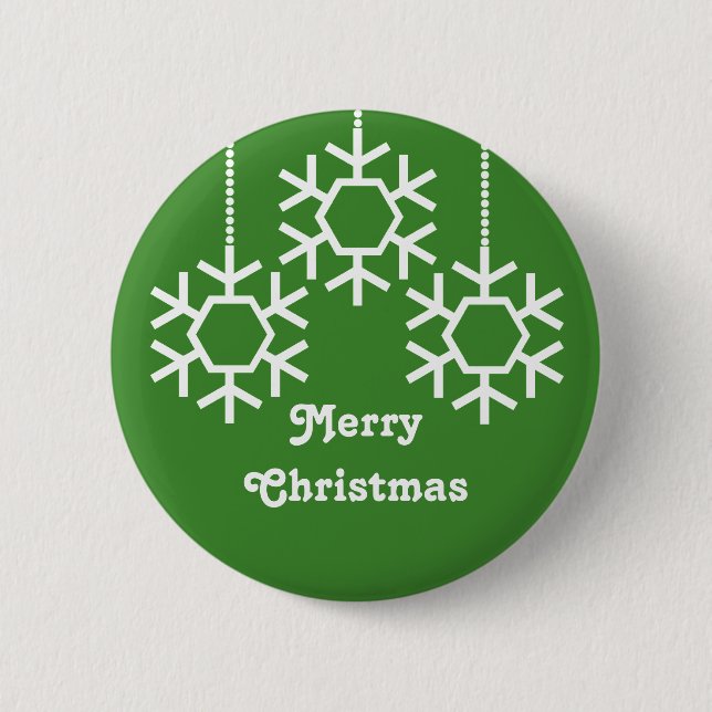 Falling Snowflakes Button, Bright Green 6 Cm Round Badge (Front)