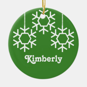 Falling Snowflakes Christmas Ornament Bright Green