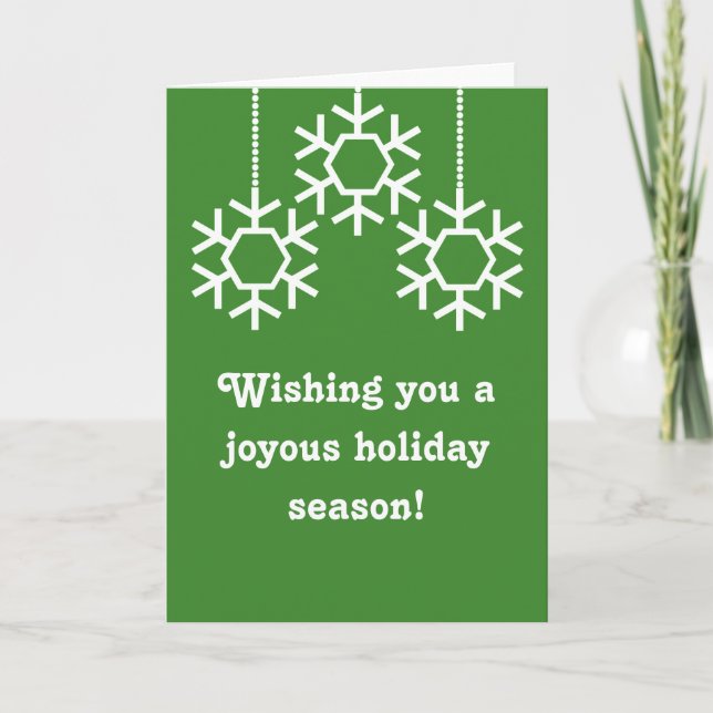 Falling Snowflakes Holiday Card, Bright Green Card (Front)