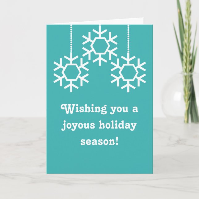 Falling Snowflakes Holiday Card, Turquoise Card (Front)