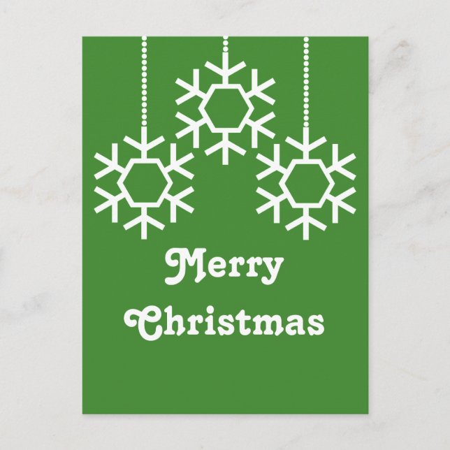 Falling Snowflakes Holiday Postcard, Bright Green Postcard (Front)