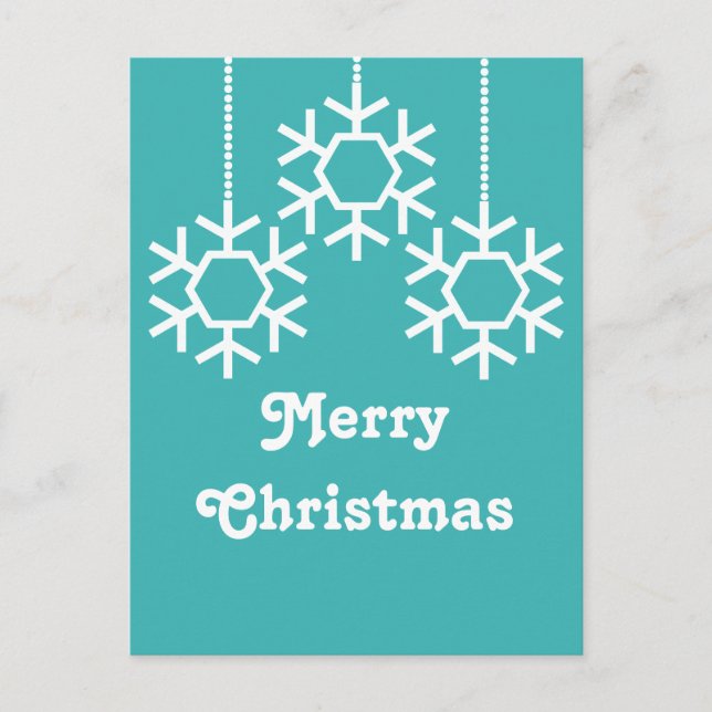 Falling Snowflakes Holiday Postcard, Turquoise Postcard (Front)