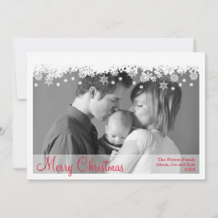 Falling snowflakes white border holiday photo card