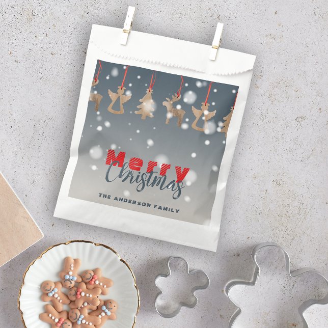 Falling Snowflakes Wooden Ornaments Christmas Favour Bag (Creator Uploaded)