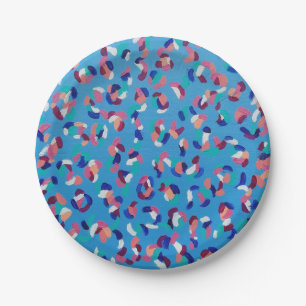 Falling Stars Blue Abstract Paper Plate
