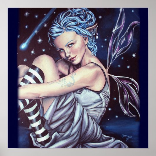 falling stars faery artwork poster
