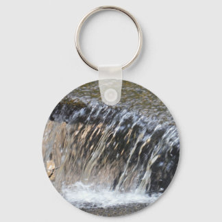 Falling Water, cool blue grey and white stream Key Ring