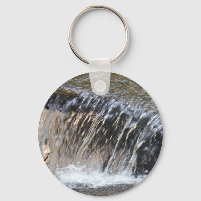 Falling Water, cool blue grey and white stream Key Ring (Front)