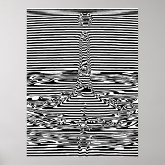 Falling Water Droplets in Ocean OP Art  Poster