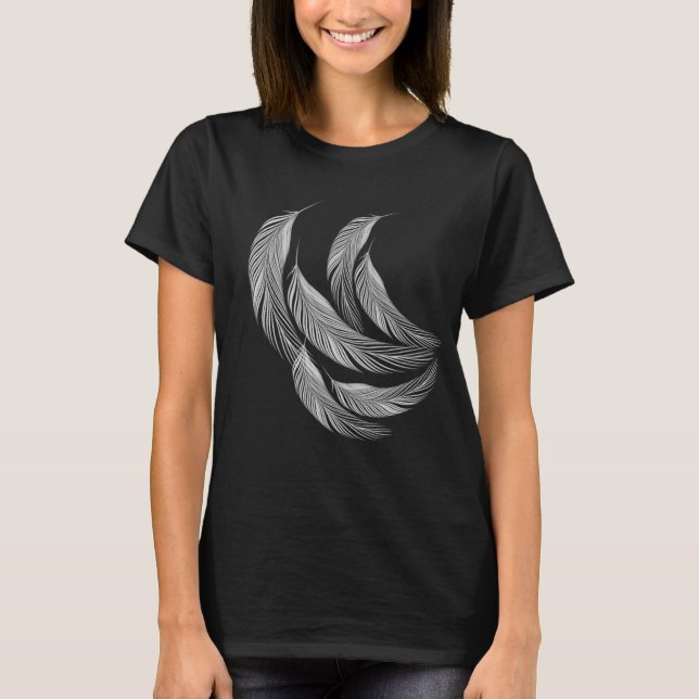 Falling White Feathers T-Shirt (Front)