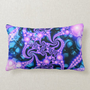 Falling Within (cool) - Psychedelic Fractal Lumbar Cushion