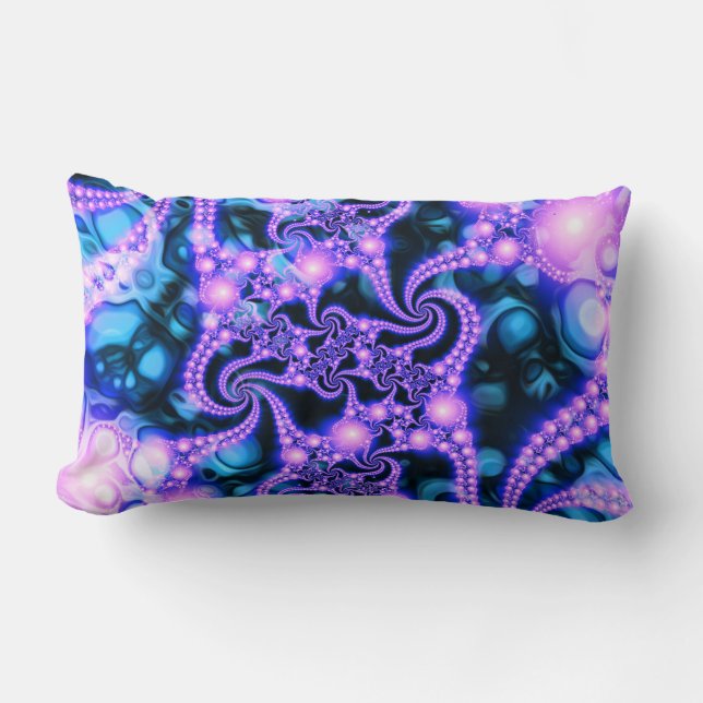 Falling Within  (cool) - Psychedelic Fractal Lumbar Cushion (Front)
