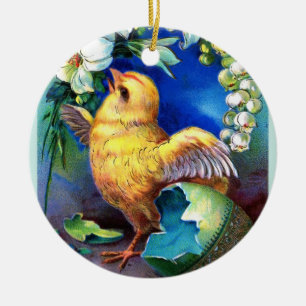Falln A Happy Easter Chick Ceramic Tree Decoration