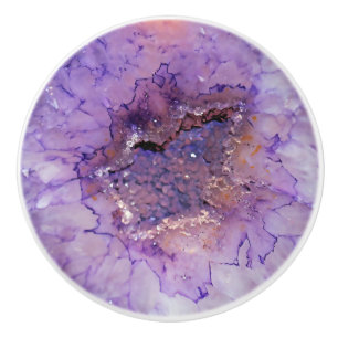 Falln Amethyst Geode Ceramic Knob