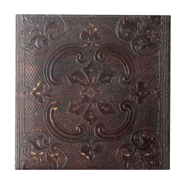 Falln Ancient Leather Book Ceramic Tile (Front)