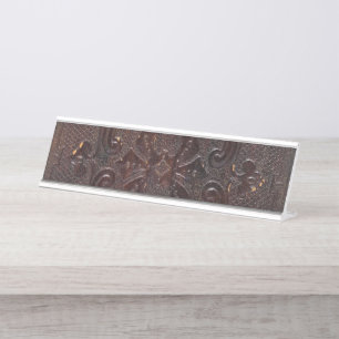 Falln Ancient Leather Book Desk Name Plate