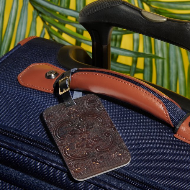 Falln Ancient Leather Book Luggage Tag (Front Insitu 1)