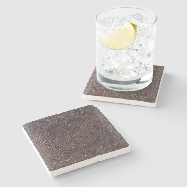 Falln Ancient Leather Book Stone Coaster (Side)