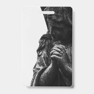 Falln Angel in Prayer ID Badge