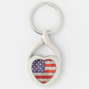Falln Antique American Flag Key Ring