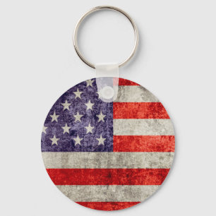 Falln Antique American Flag Key Ring