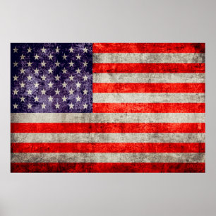 Falln Antique American Flag Poster