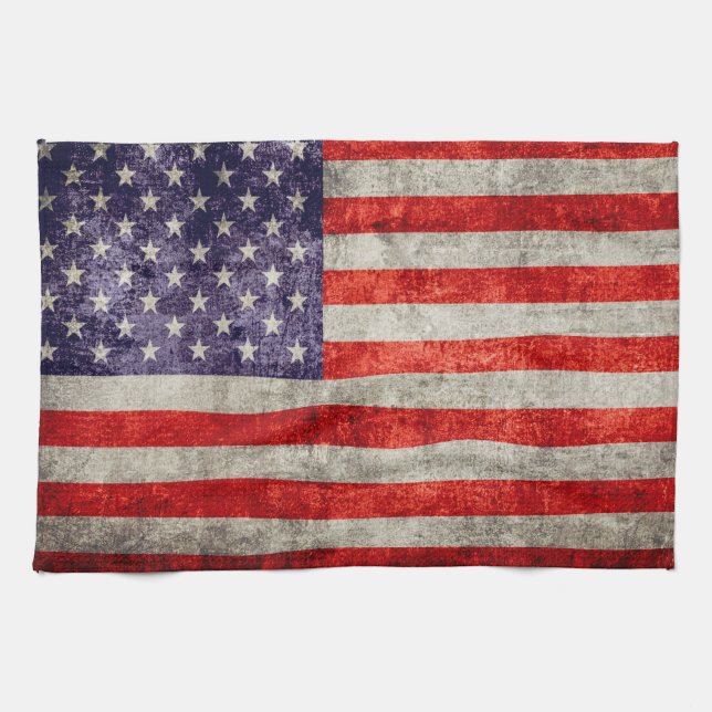 Falln Antique American Flag Tea Towel (Horizontal)