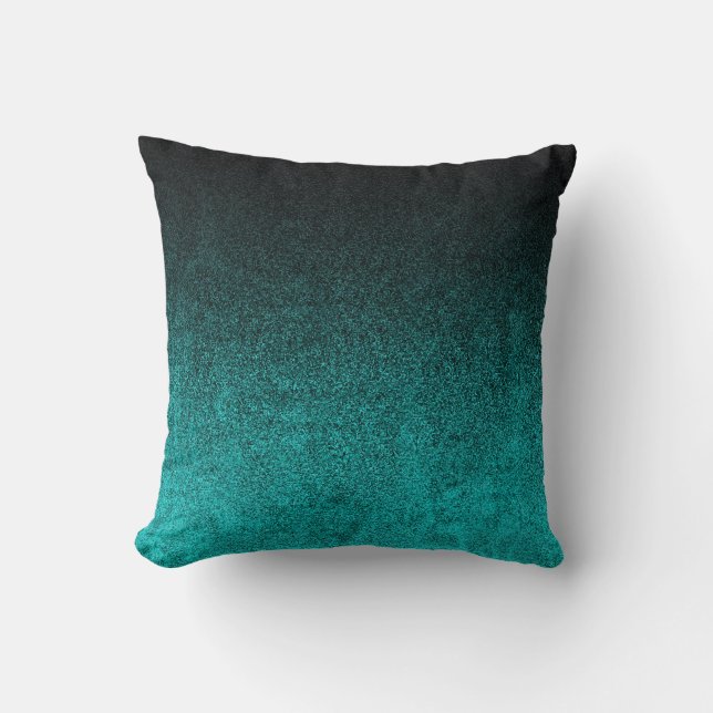 Falln Aqua & Black Glitter Gradient Cushion (Front)