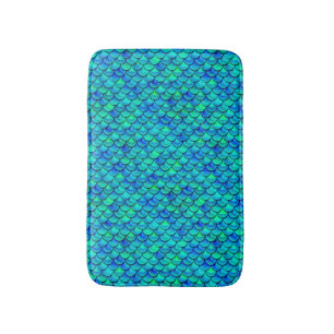 Falln Aqua Blue Scales Bath Mat