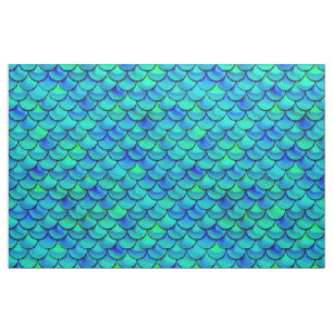 Falln Aqua Blue Scales Fabric