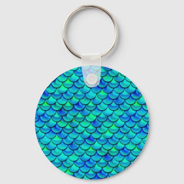 Falln Aqua Blue Scales Key Ring (Front)