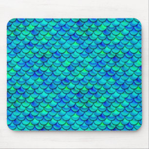 Falln Aqua Blue Scales Mouse Pad
