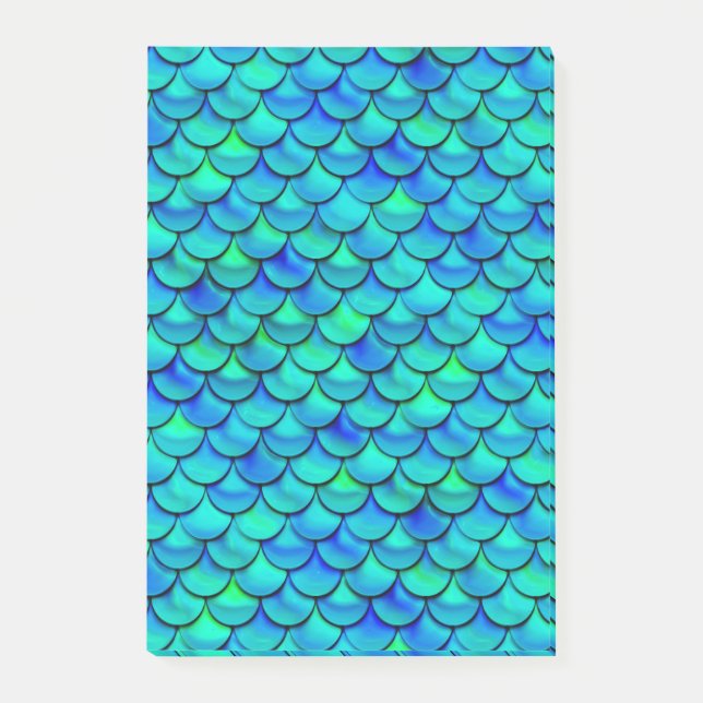 Falln Aqua Blue Scales Post-it Notes (Front)