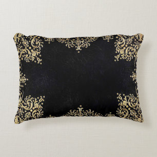 Falln Black And Gold Filigree Decorative Cushion