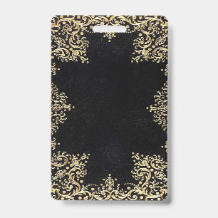 Falln Black And Gold Filigree ID Badge