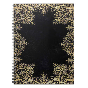 Falln Black And Gold Filigree Notebook