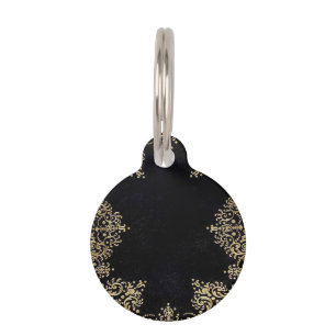 Falln Black And Gold Filigree Pet Tag