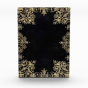 Falln Black And Gold Filigree Photo Block
