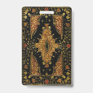 Falln Black and Gold Floral ID Badge
