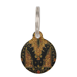 Falln Black and Gold Floral Pet Tag