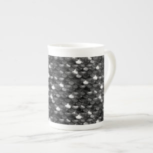 Falln Black and White Scales Bone China Mug
