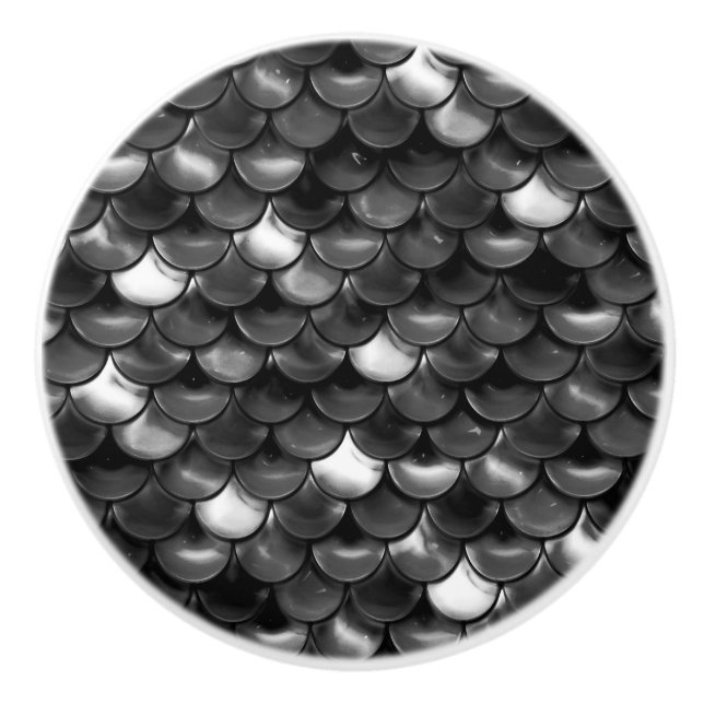 Falln Black and White Scales Ceramic Knob (Front)