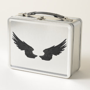 Falln Black Angel Wings Metal Lunch Box