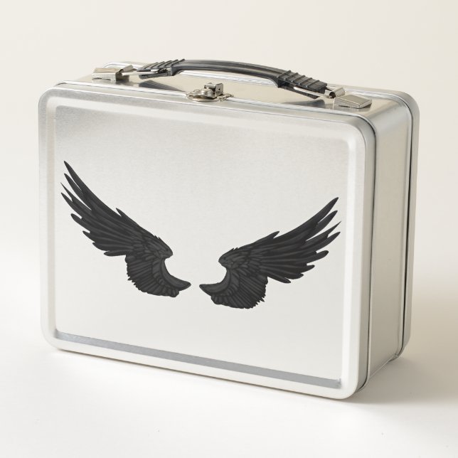 Falln Black Angel Wings Metal Lunch Box (Front)