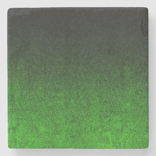 Falln Black & Green Glitter Gradient Stone Coaster (Front)