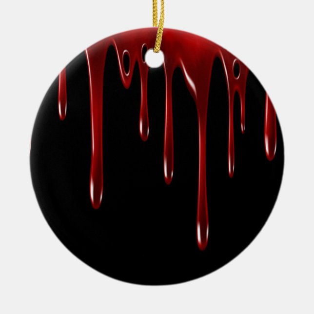 Falln Blood Drips Black Ceramic Ornament (Front)