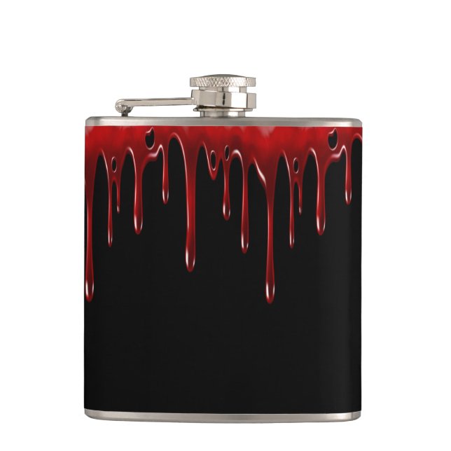 Falln Blood Drips Black Hip Flask (Front)