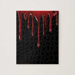 Falln Blood Drips Black Jigsaw Puzzle